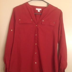 Rust Lightweight Long Sleeve Blouse